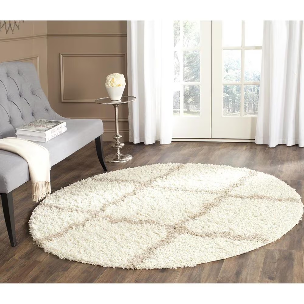 Safavieh Dallas Shag SGD257B-6R 6' x 6'Ivory/Beige Round Rug