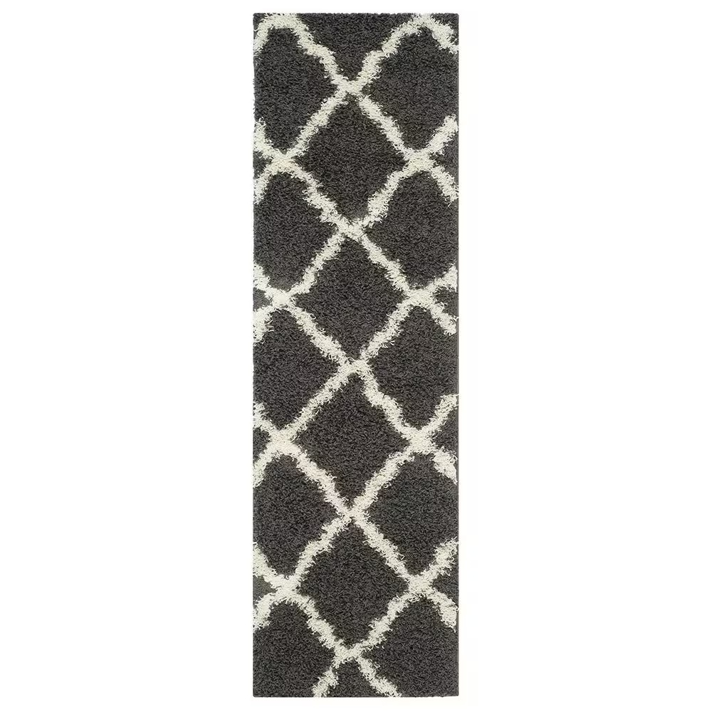 Safavieh Dallas Shag SGD257A-28 2'3" x 8' Dark Grey/Ivory Runner