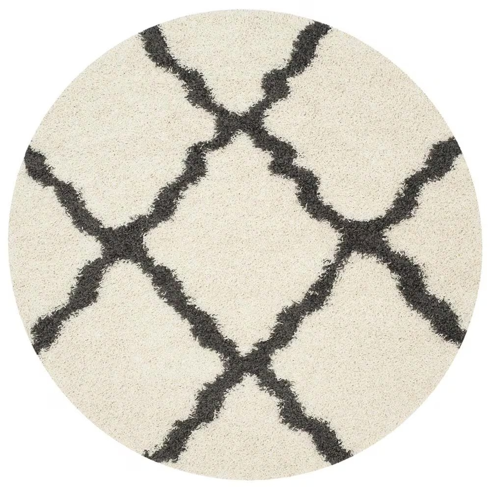 Safavieh Dallas Shag SGD257H-6R 6' x 6'Ivory/Dark Grey Round Rug