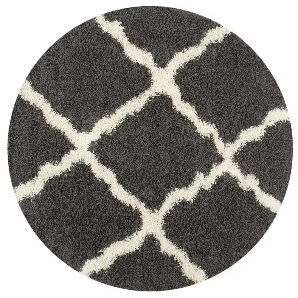 Safavieh Dallas Shag SGD257A-6R 6' x 6'Dark Grey/Ivory Round Rug