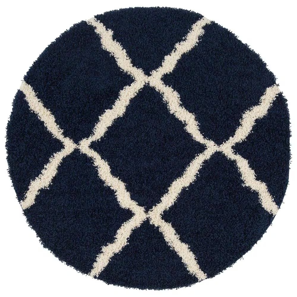 Safavieh Dallas Shag SGD257N-6R 6' x 6'Navy/Ivory Round Rug
