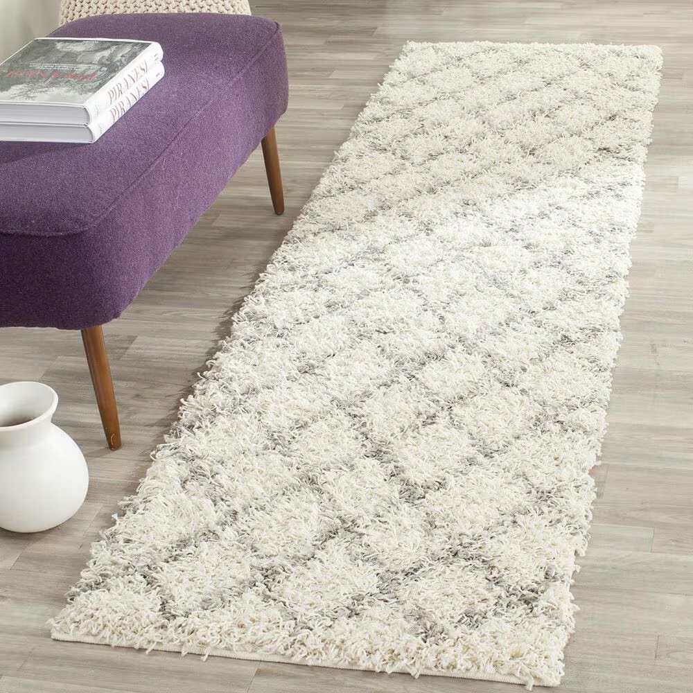 Safavieh Dallas Shag SGD258F-214 2'3" x 14' Ivory/Grey Runner