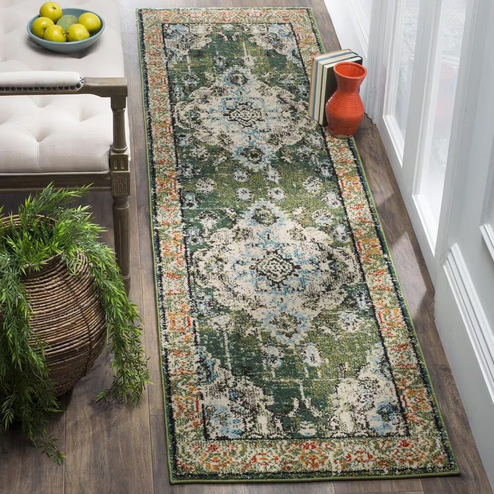 Safavieh Monaco MNC243F-210 2'2" x 10' Forest Green/Light Blue Runner
