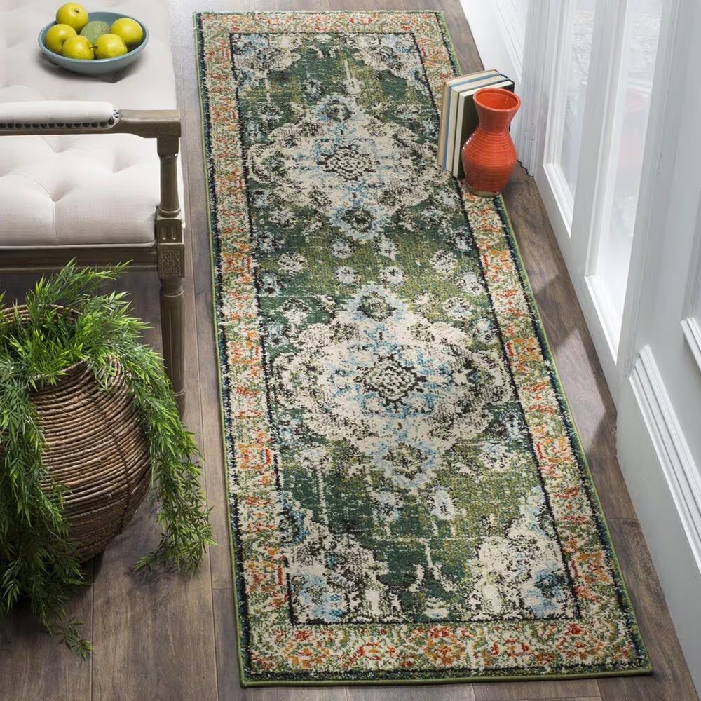 Safavieh Monaco MNC243F-214 2'2" x 14' Forest Green/Light Blue Runner
