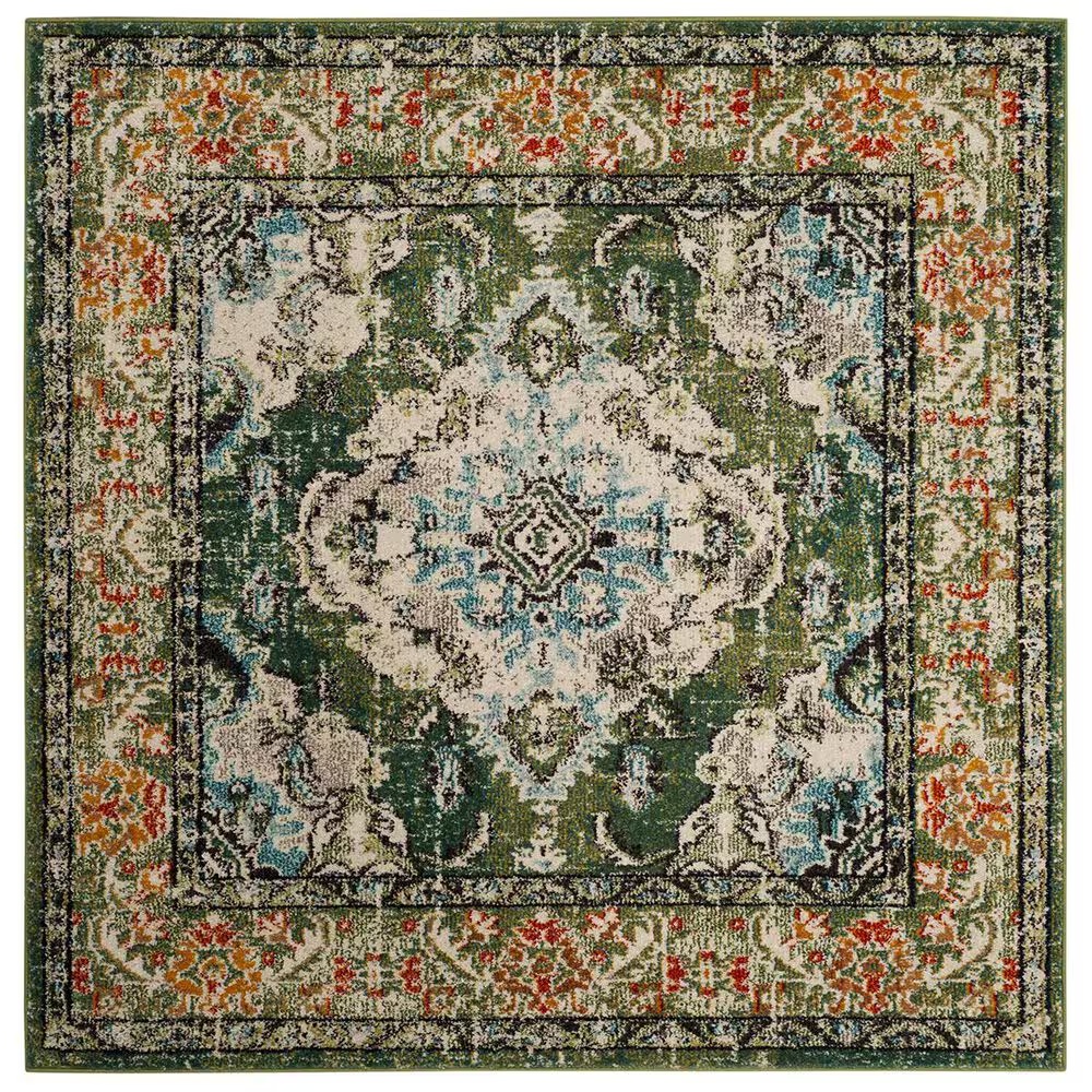 Safavieh Monaco MNC243F-5SQ 5' x 5'Forest Green/Light Blue Square Rug