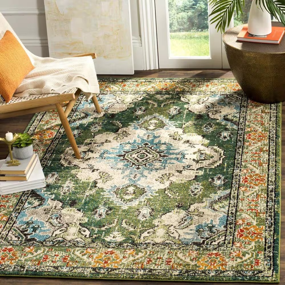Safavieh Monaco MNC243F-5 5'1" x 7'7" Forest Green/Light Blue Area Rug