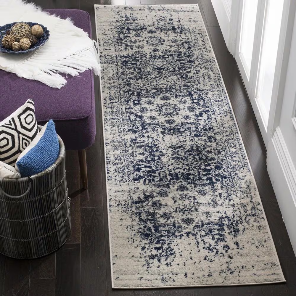 Safavieh Madison MAD603D 2'3" x 12' Cream and Navy Runner