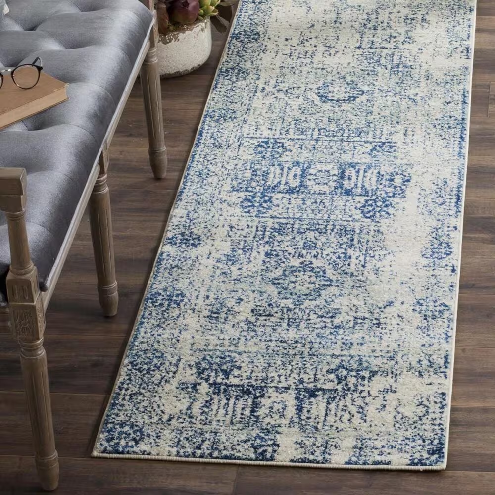Safavieh Evoke EVK260C 2'2" x 11' Ivory and Blue Runner