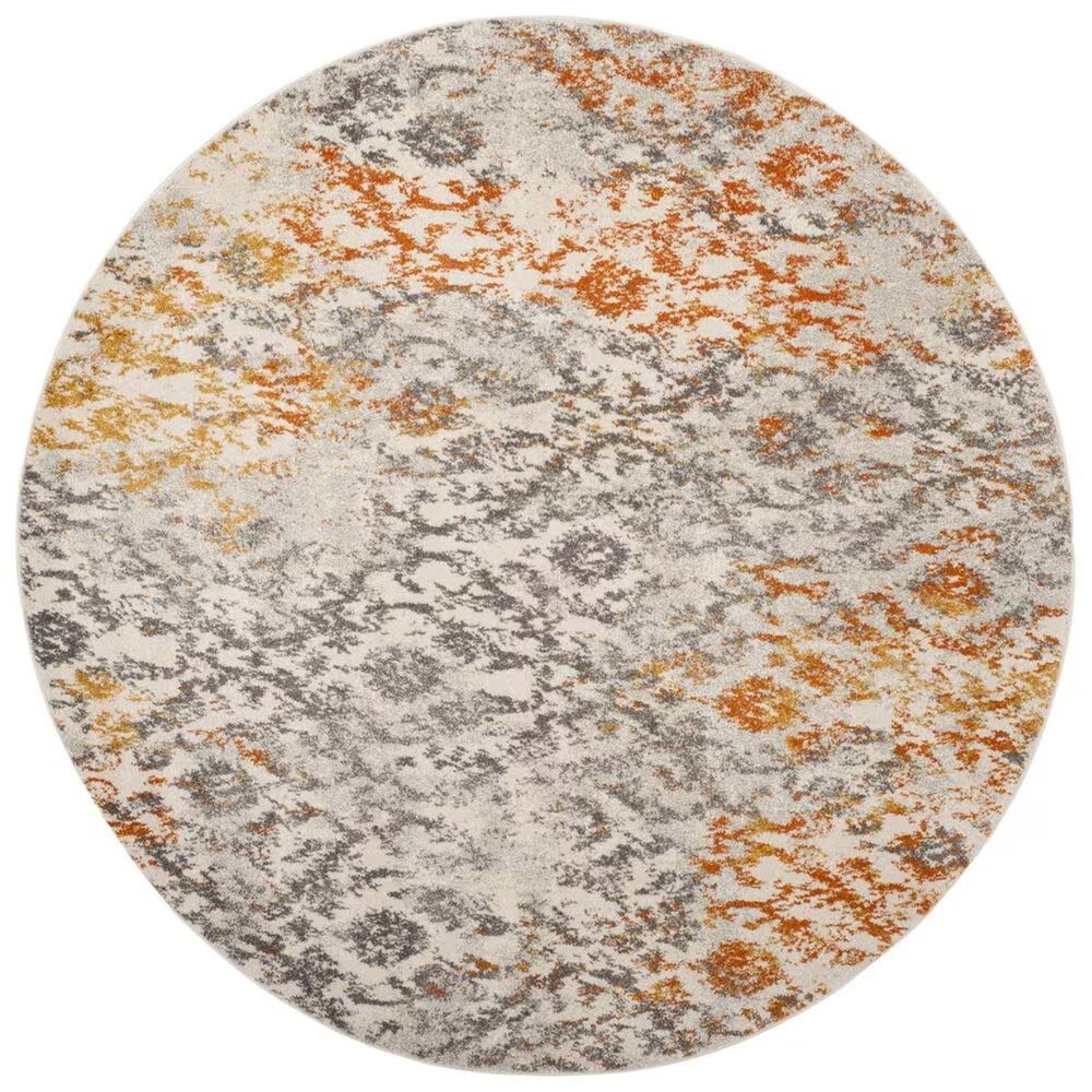Safavieh Madison MAD608K 5' Round Cream and Orange Area Rug