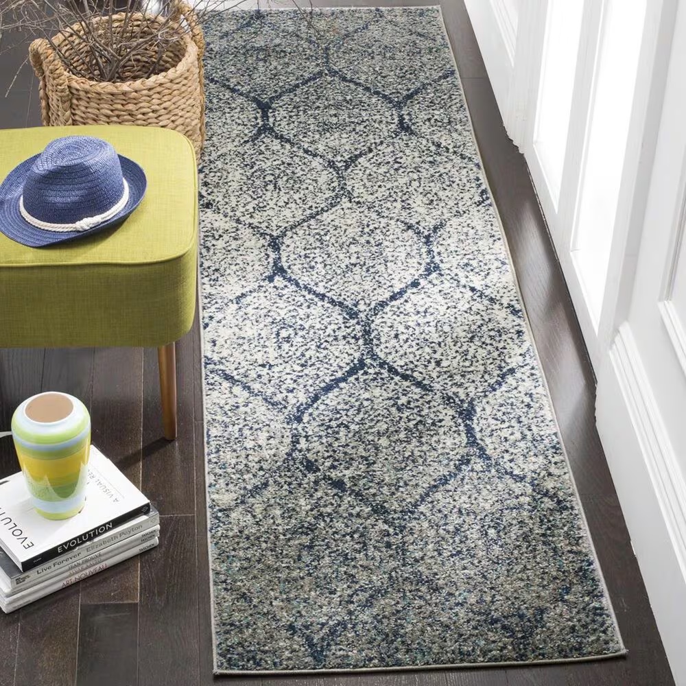Safavieh Madison MAD604G 2'3" x 14' Navy and Silver Runner
