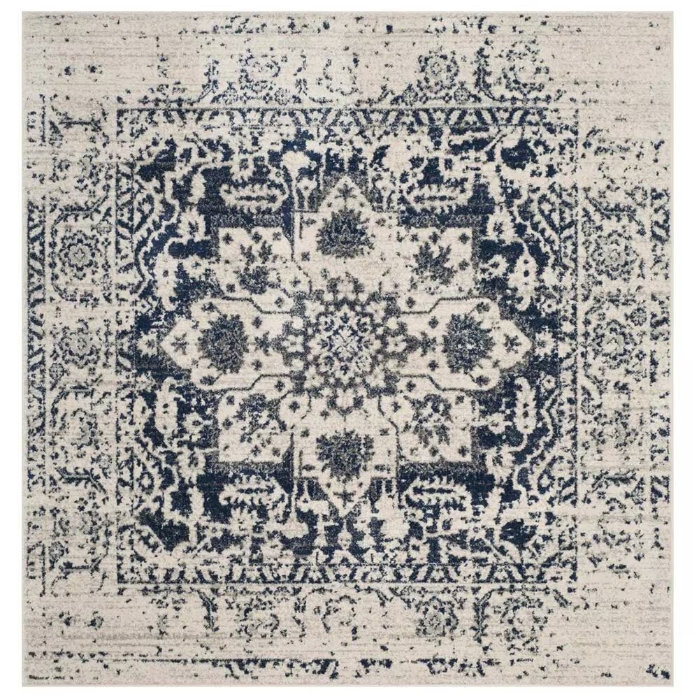 Safavieh Madison MAD603D 4' Square Cream and Navy Area Rug