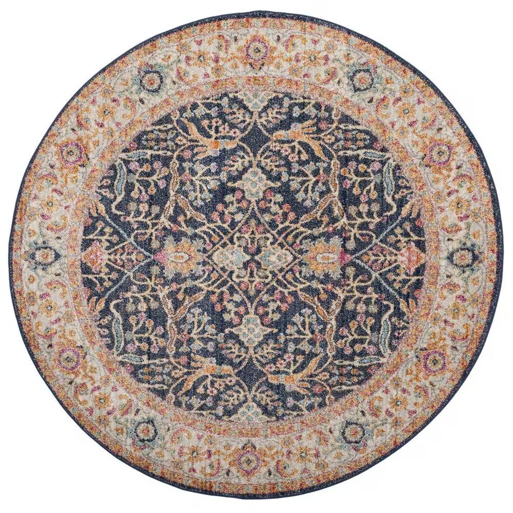 Safavieh Madison MAD612D 5' Round Navy and Creme Area Rug