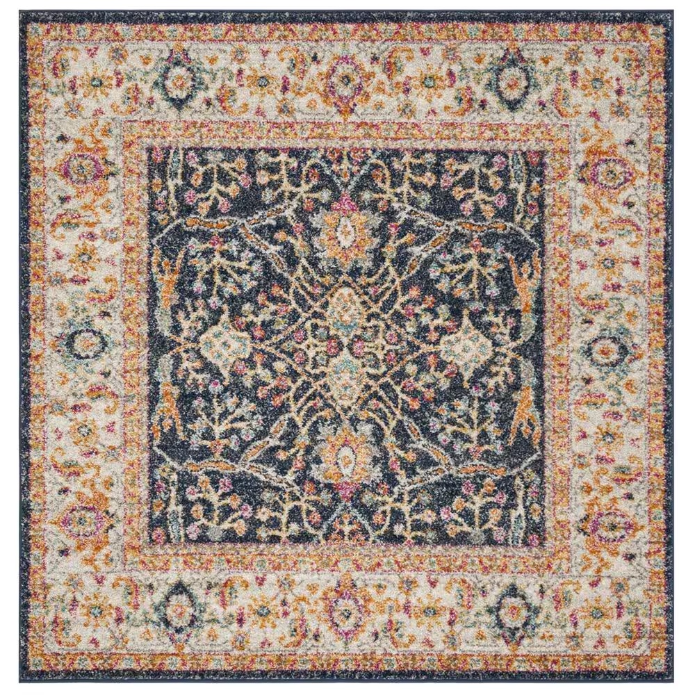Safavieh Madison MAD612D 5' Square Navy and Creme Area Rug