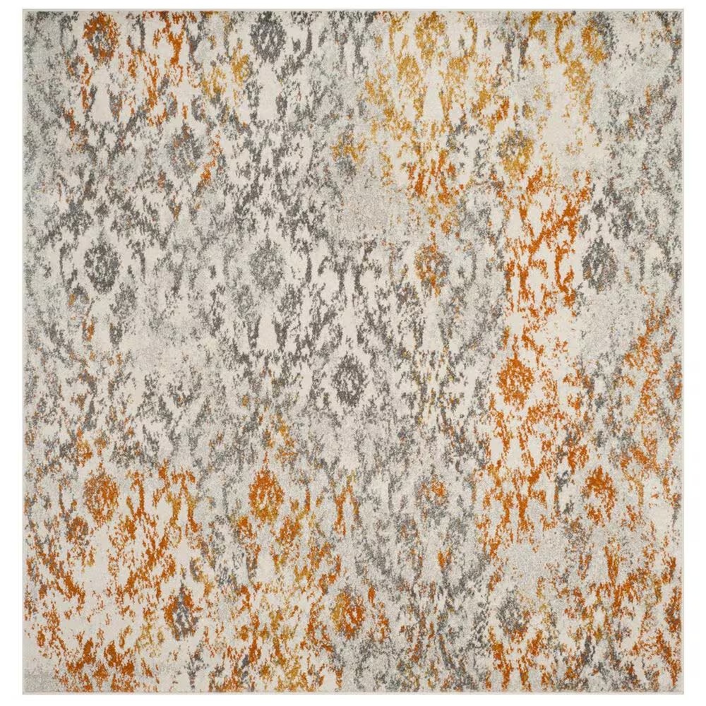 Safavieh Madison MAD608K 4' Square Cream and Orange Area Rug