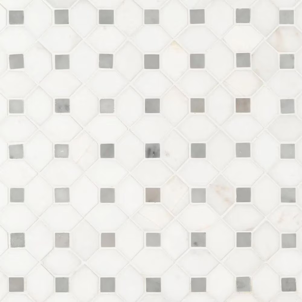 MS International Bianco Dolomite Grey and White 12.31" x 12.36" Polished Natural Stone Tile
