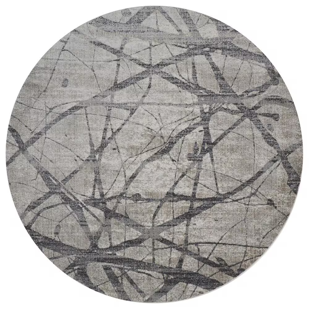 Feizy Kano 8'9" Round Charcoal and Gray Area Rug