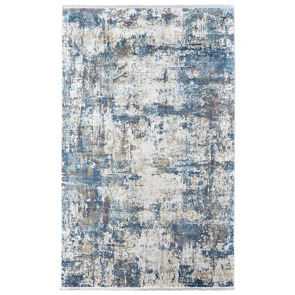 Feizy Cadiz Blue and Ivory 7'9" x 11' Area Rug