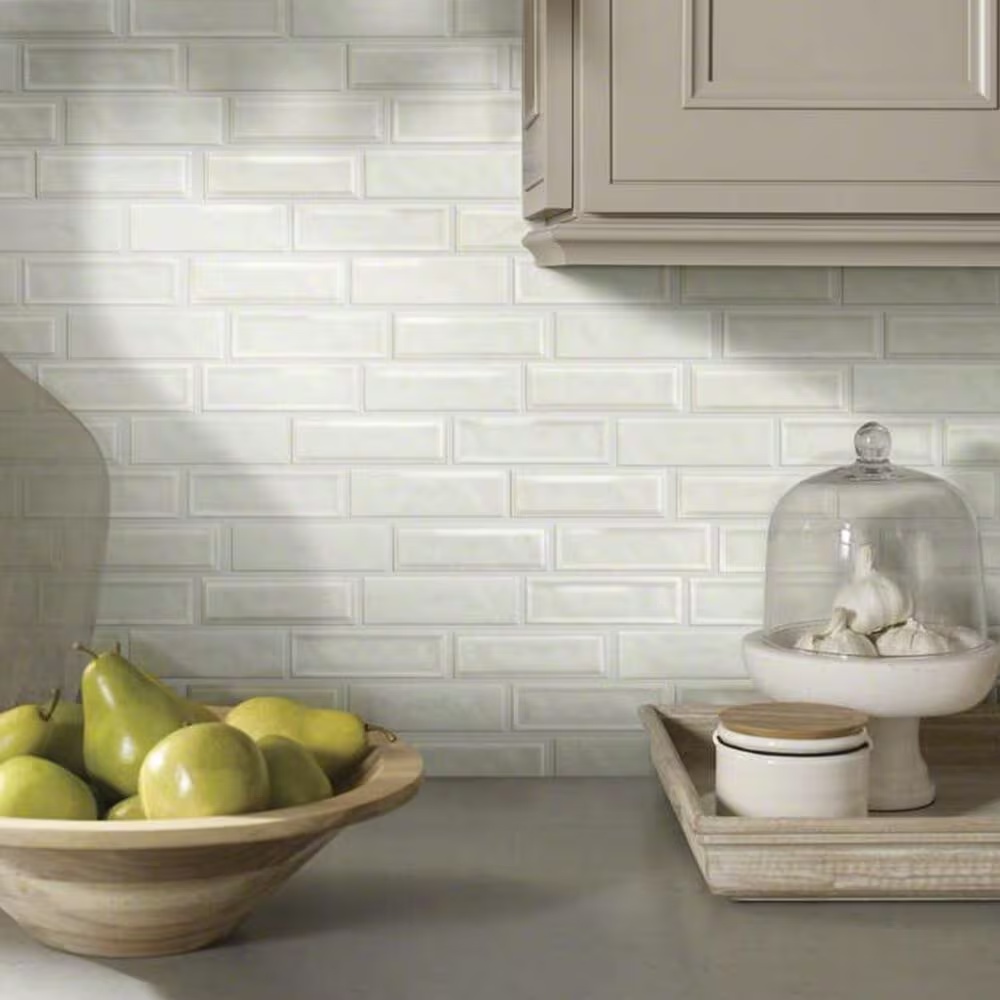 Shaw Geoscape Bone 13.39" x 12.48" Random Linear Mosaic Sheet
