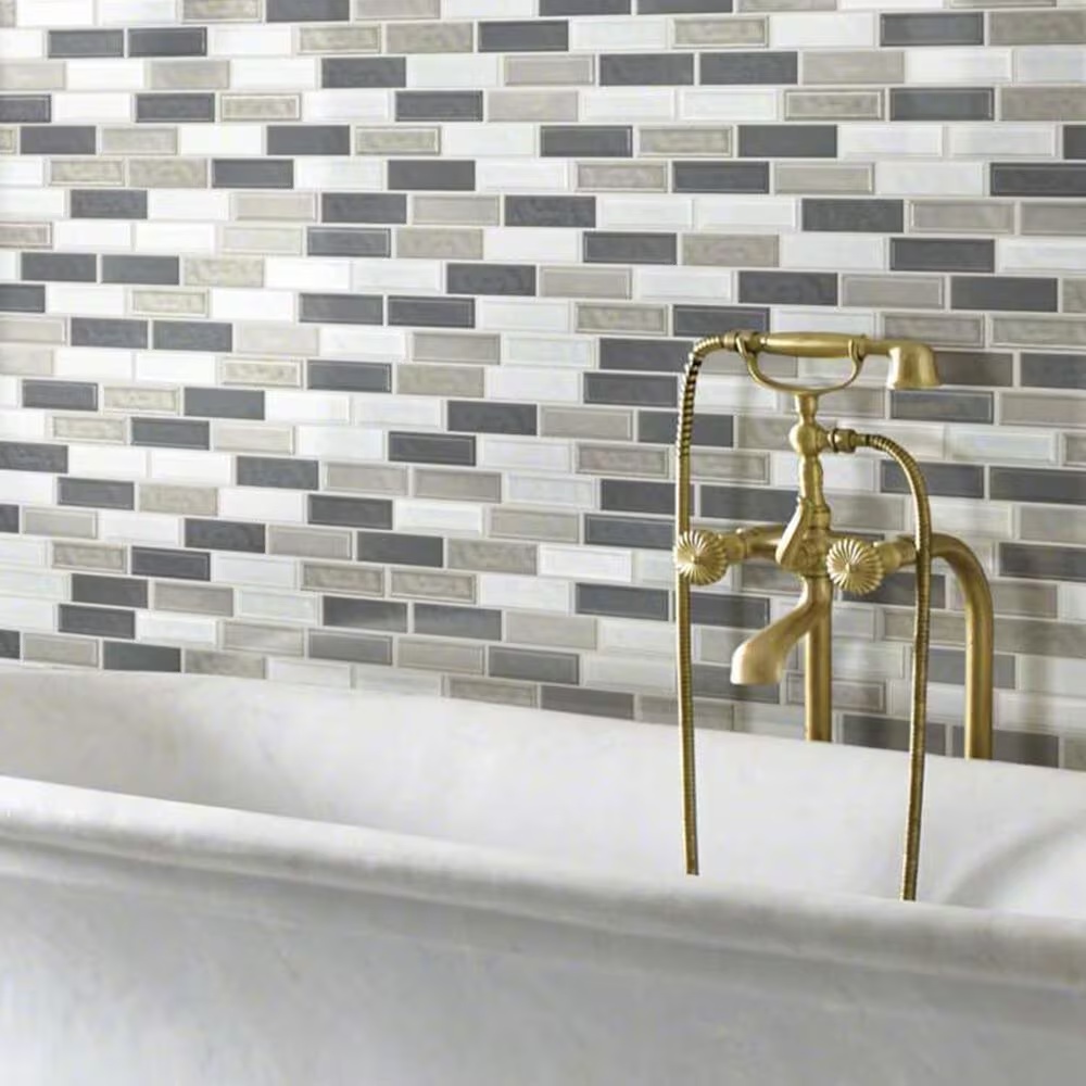 Shaw Geoscape Warm Blend 13.39" x 12.48" Random Linear Mosaic Sheet