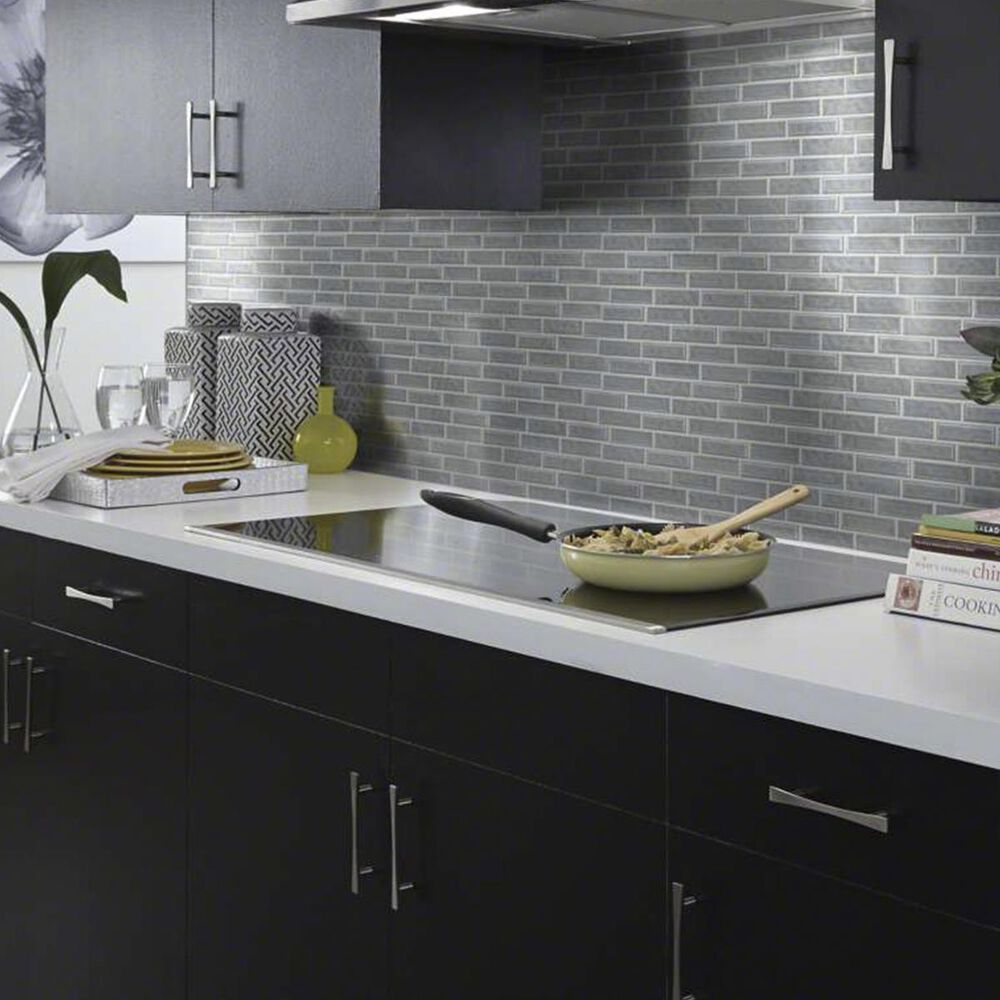Shaw Geoscape Dark Grey 13.39" x 12.48" Random Linear Mosaic Sheet