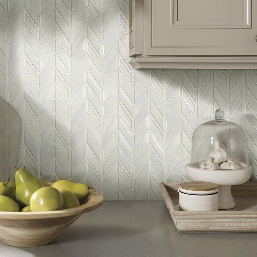 Shaw Geoscape Chevron Bone 11.61" x 11.02" Ceramic Mosaic Sheet