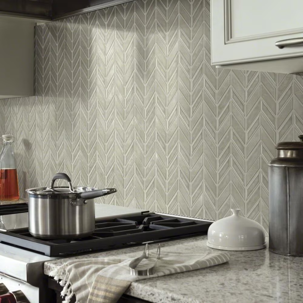 Shaw Geoscape Chevron Taupe 11.61" x 11.02" Ceramic Mosaic Sheet