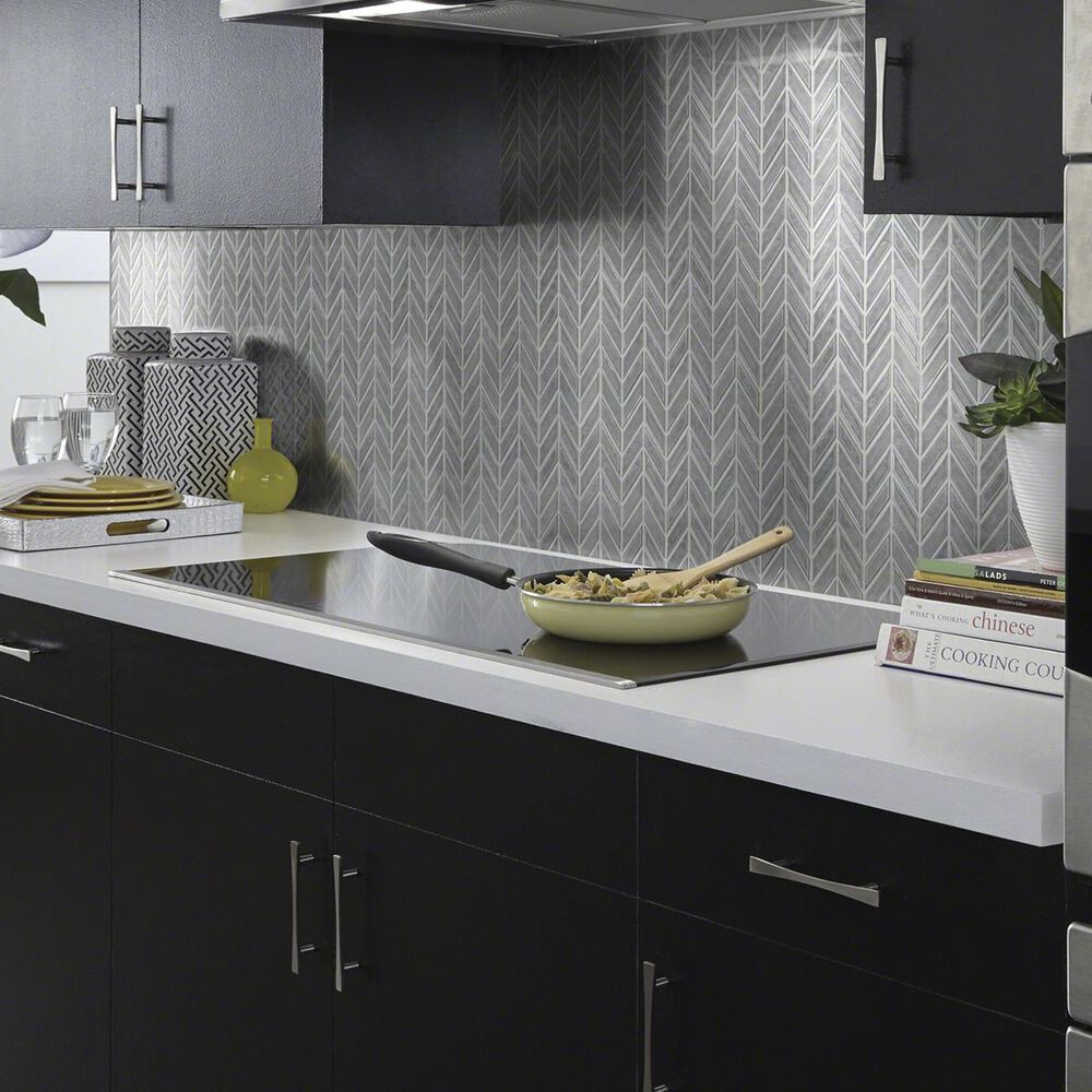 Shaw Geoscape Chevron Dark Grey 11.61" x 11.02" Ceramic Mosaic Sheet