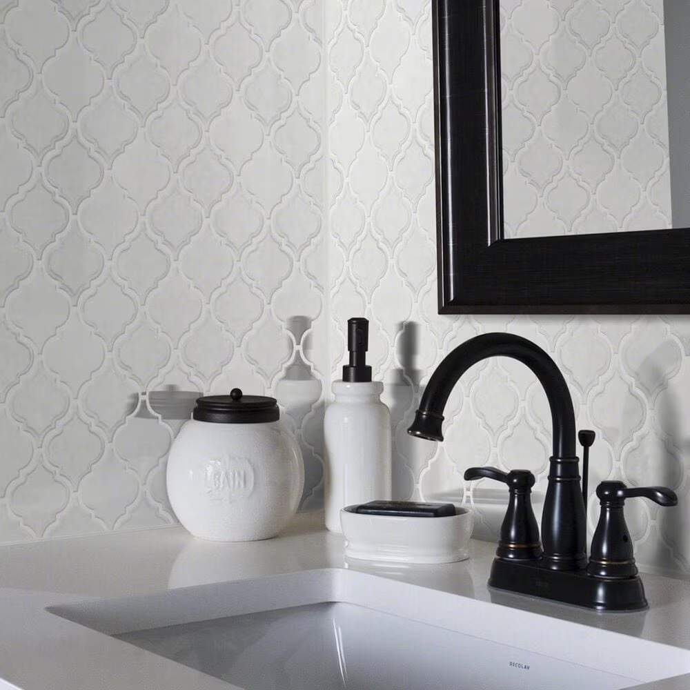 Shaw Geoscape Lantern White 10.83" x 11.81" Ceramic Mosaic Sheet