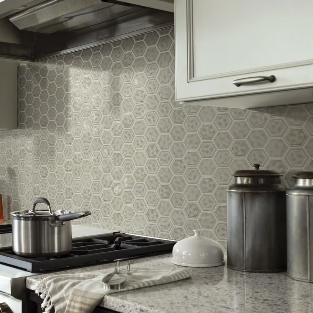 Shaw Geoscape Hexagon Taupe 11.22" x 10.43" Ceramic Mosaic Sheet