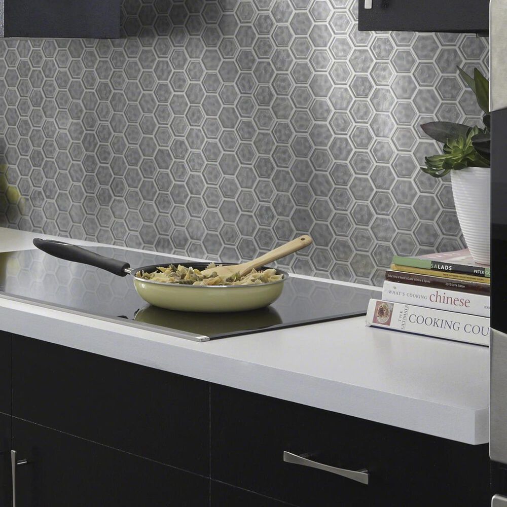 Shaw Geoscape Hexagon Dark Grey 11.22" x 10.43" Ceramic Mosaic Sheet