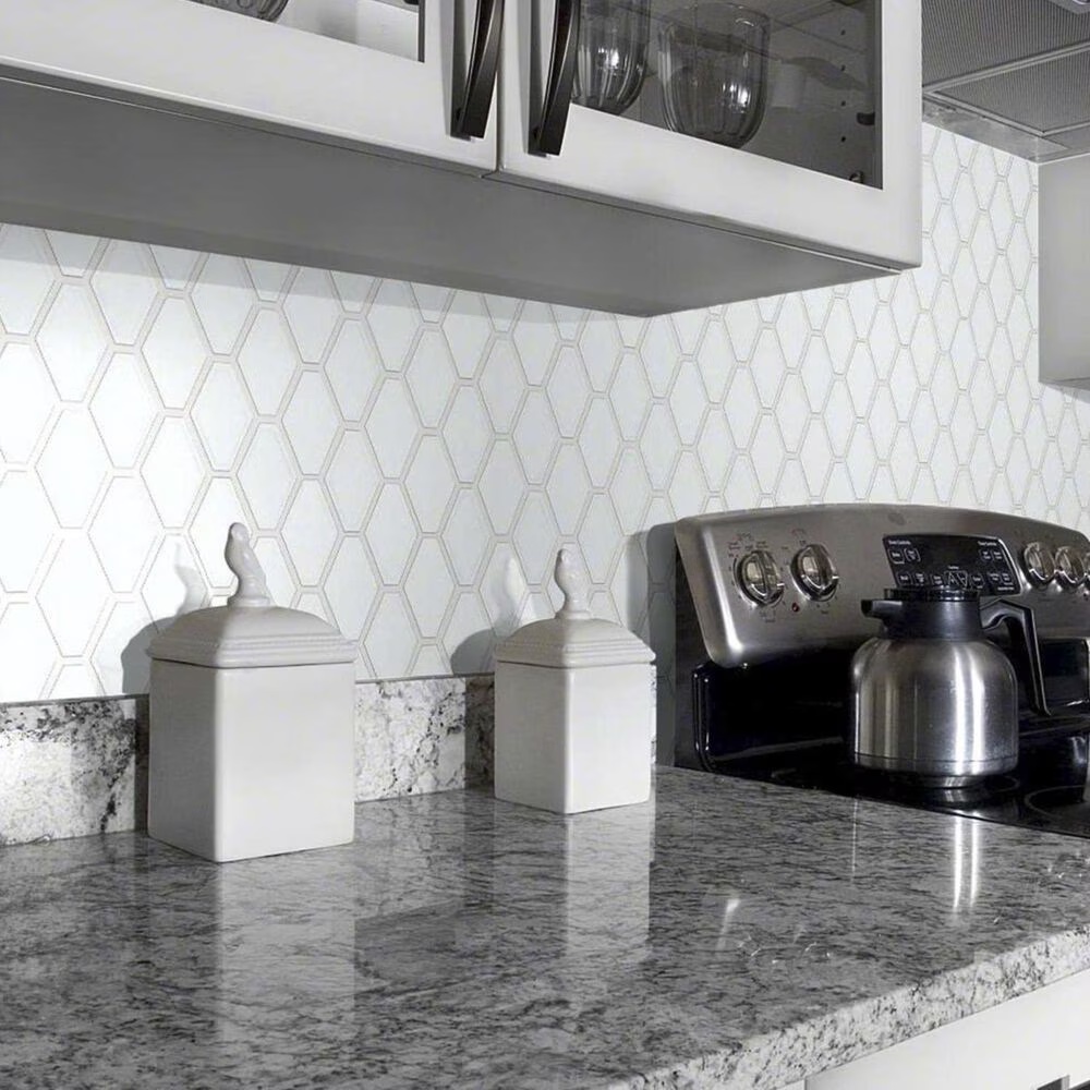 Shaw Geoscape Diamond White 12.4" x 10.43" Ceramic Mosaic Sheet