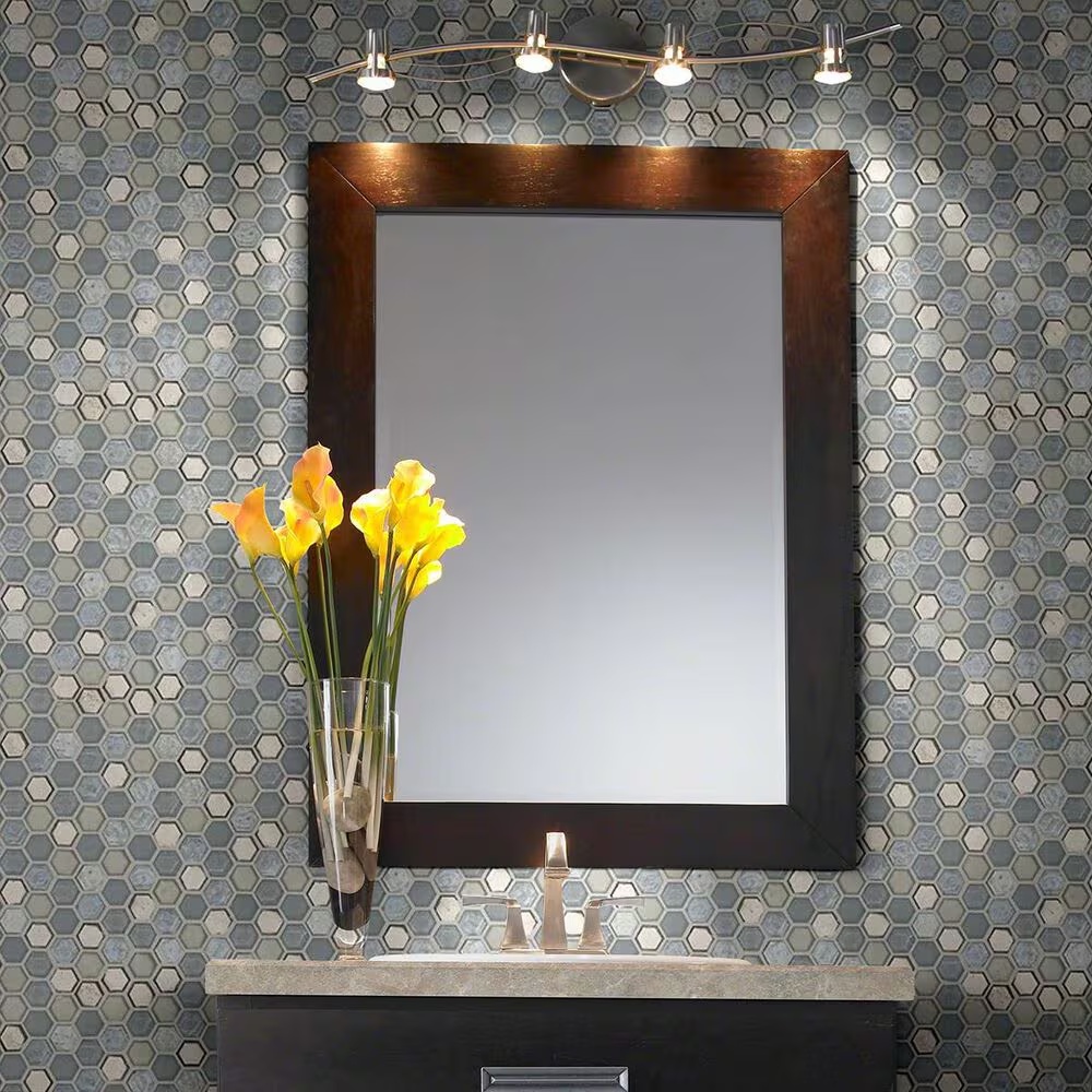 Shaw Molten Hexagon Pewter 11.49" x 11.02" Glass Mosaic Sheet