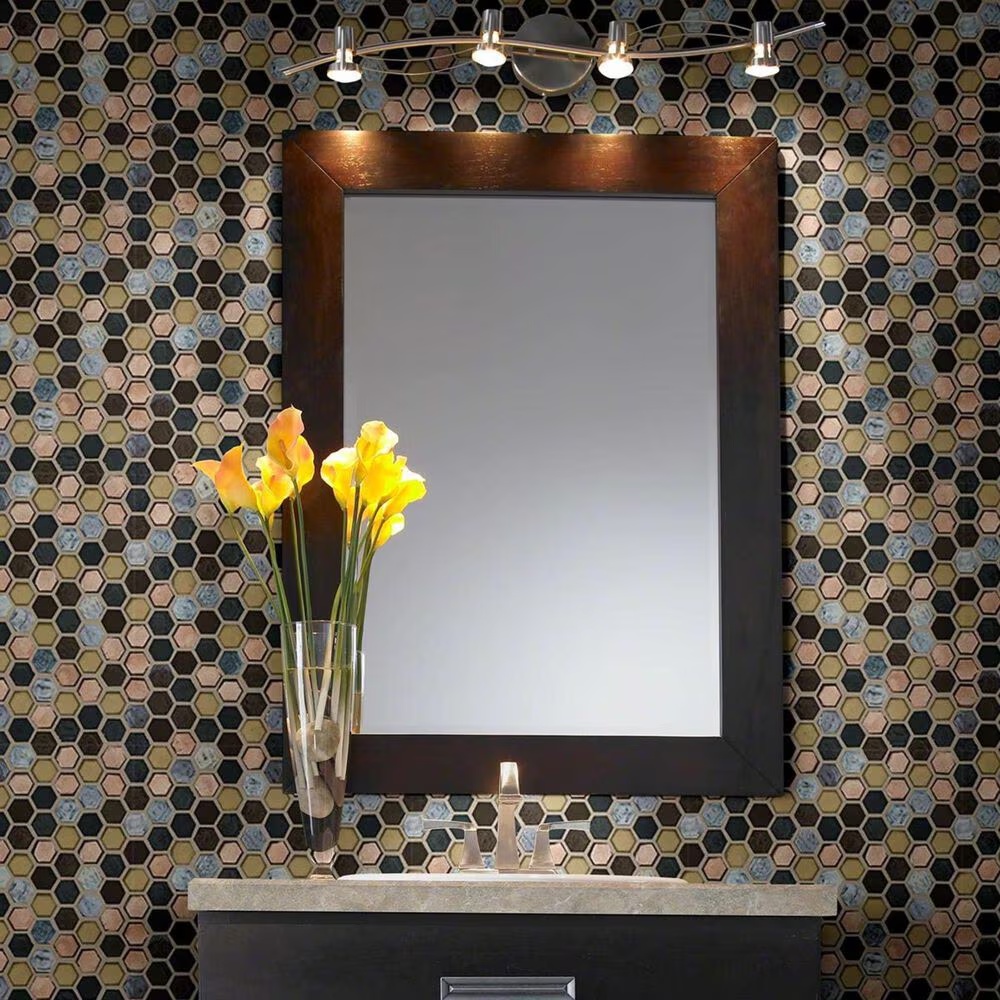 Shaw Molten Hexagon Bronze 11.49" x 11.02" Glass Mosaic Sheet