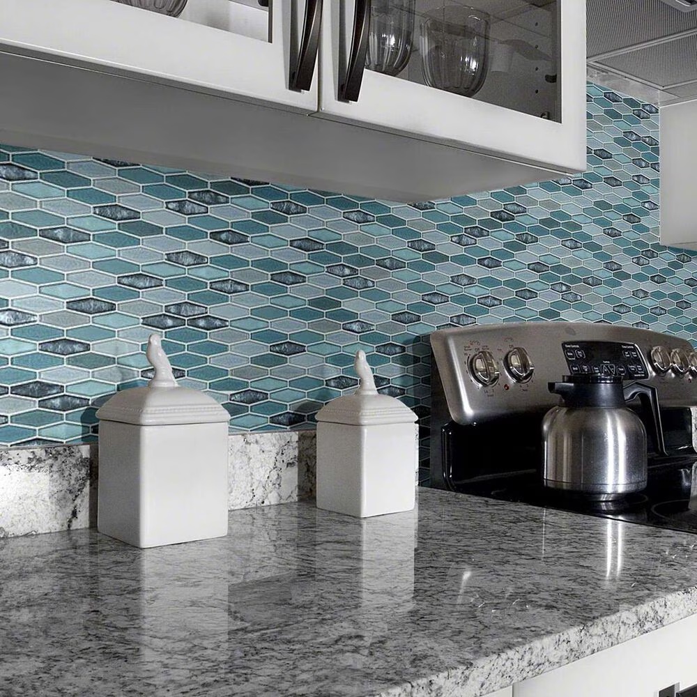 Shaw Molten Stretch Hexagon Hydra 11.77" x 11.81" Glass Mosaic Sheet