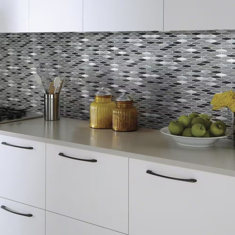 Shaw Molten Stretch Hexagon Obsidian 11.77" x 11.81" Glass Mosaic Sheet