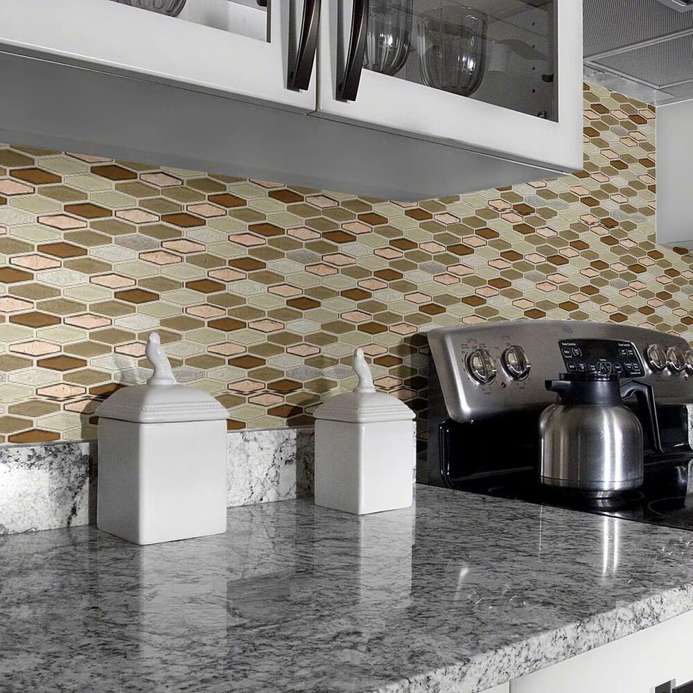 Shaw Molten Stretch Hexagon Penny 11.77" x 11.81" Glass Mosaic Sheet