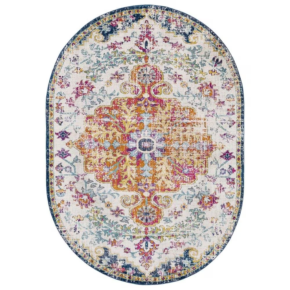 Surya Harput HAP-1000 6'7" x 9' Oval Saffron and Gray Area Rug