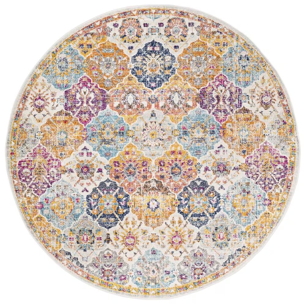 Surya Harput HAP-1018 5'3" Round Saffron, Orange and Blue Area Rug