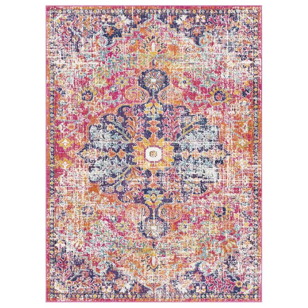 Surya Harput HAP-1062 7'10" x 10'3" White, Saffron and Teal Area Rug