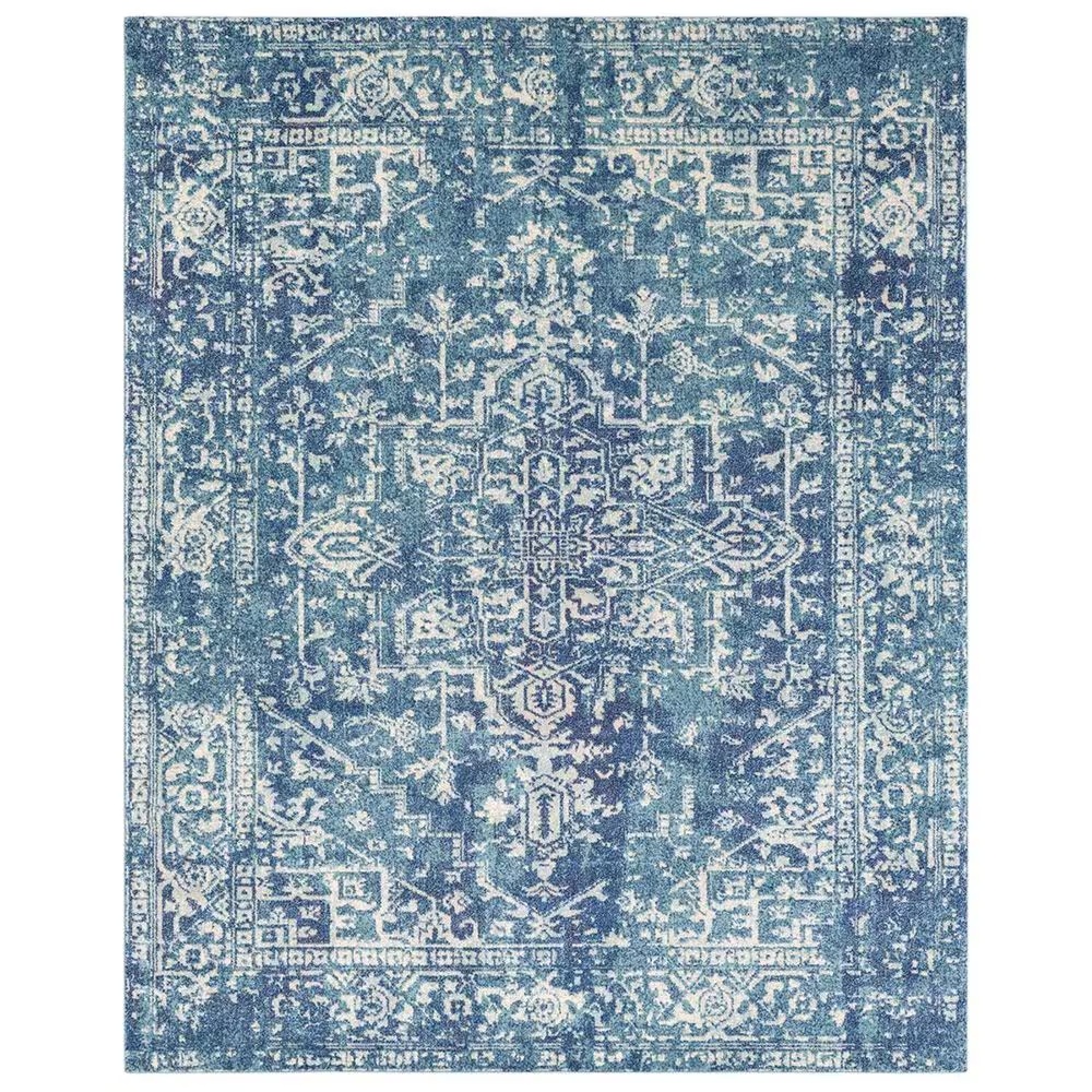 Surya Harput HAP-1023 7'10" x 10'3" Teal, Dark Blue and Beige Area Rug