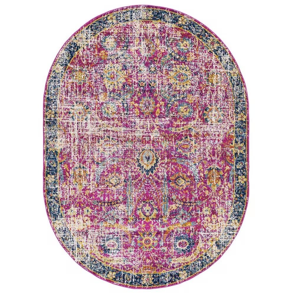 Surya Harput HAP-1013 6'7" x 9' Oval Garnet, Blue and Teal Area Rug