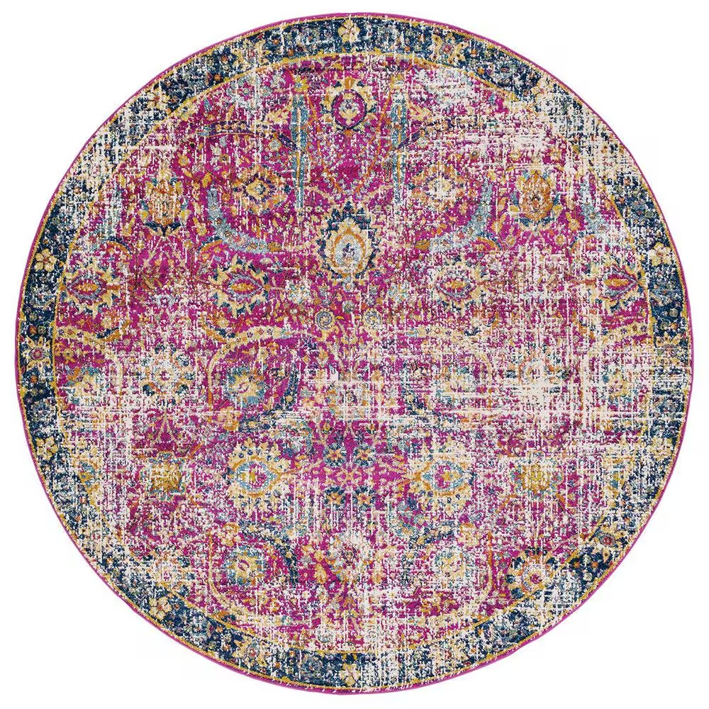 Surya Harput HAP-1013 7'10" Round Garnet, Blue and Teal Area Rug