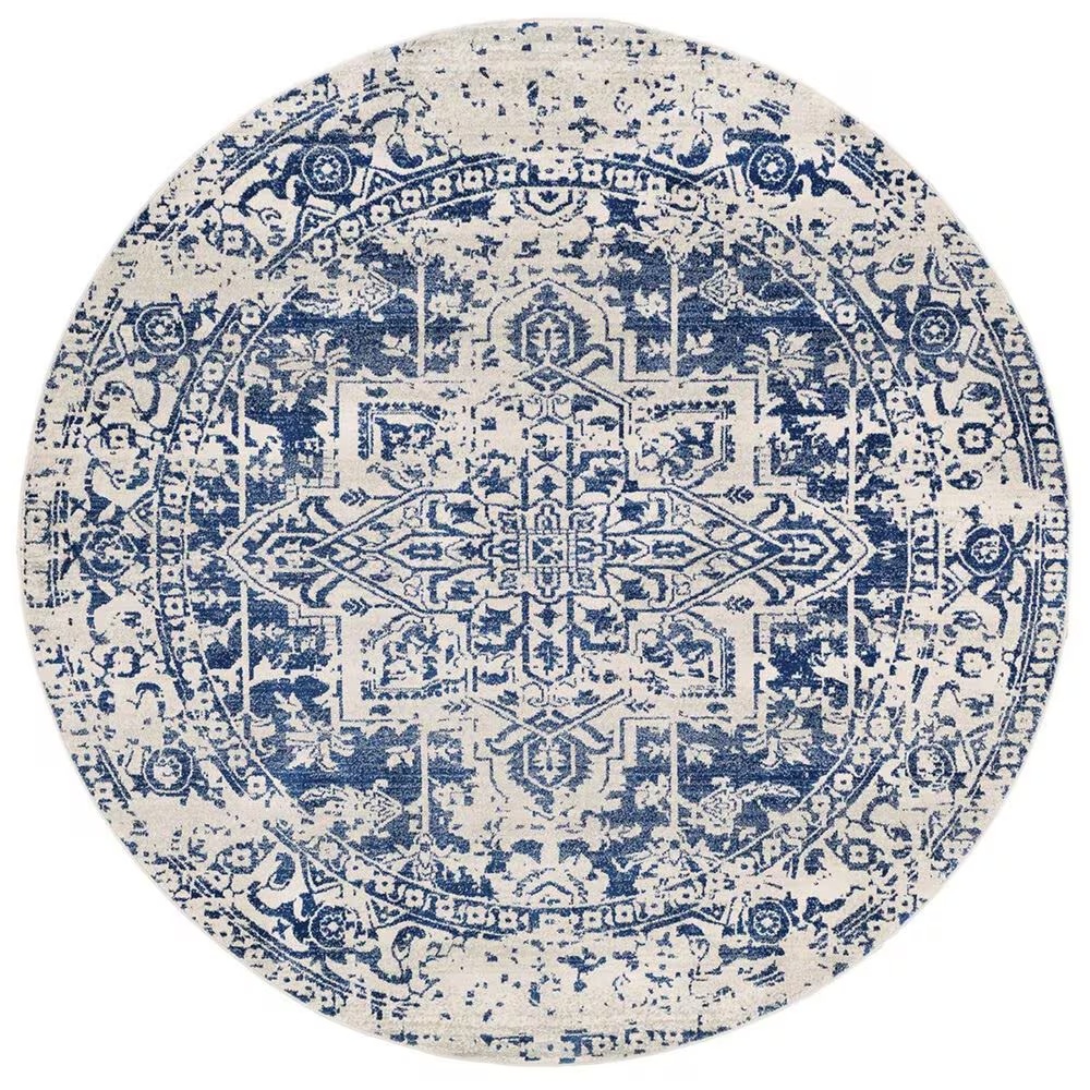 Surya Harput HAP-1021 5'3" Round Blue, Gray and Beige Area Rug