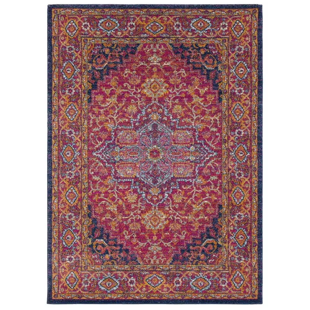 Surya Harput HAP-1009 5'3" x 7'3" Garnet, Blue and Saffron Area Rug