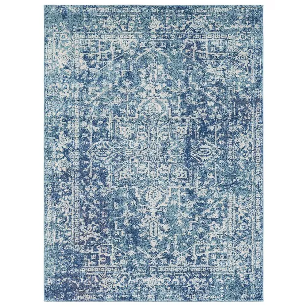 Surya Harput HAP-1023 3'10" x 5'7" Teal, Dark Blue and Beige Area Rug