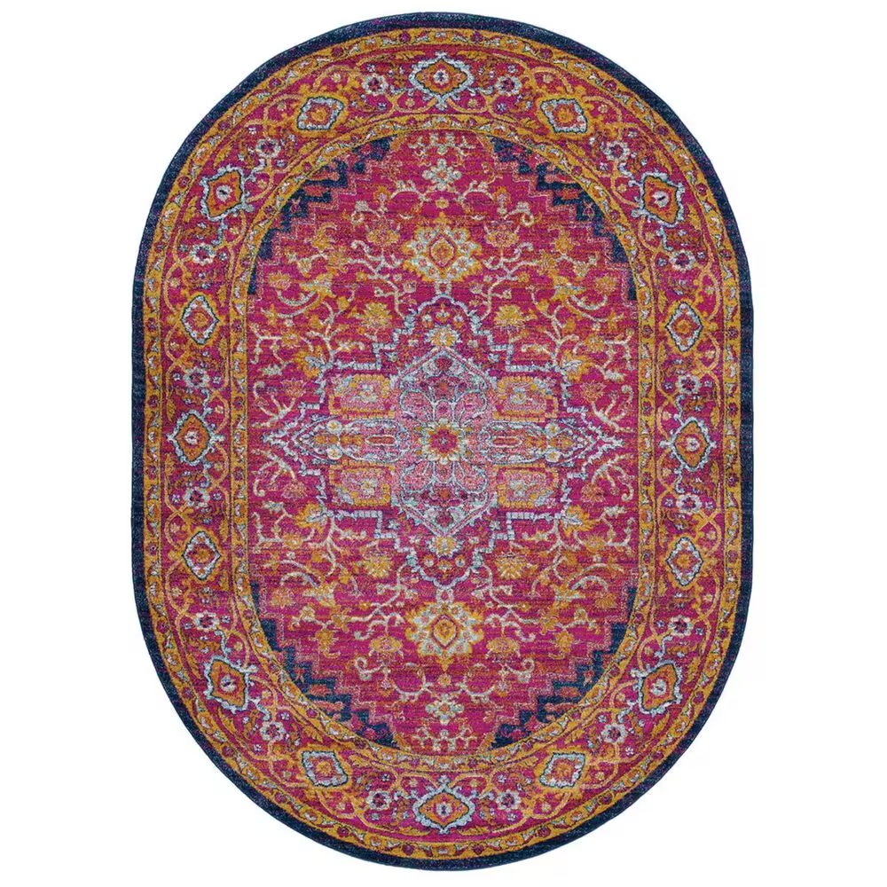 Surya Harput HAP-1009 6'7" x 9' Oval Garnet, Blue and Saffron Area Rug