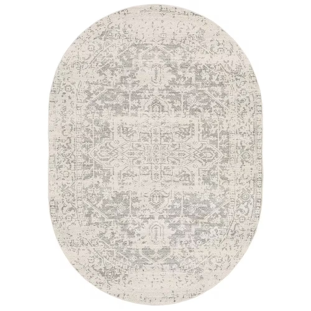 Surya Harput HAP-1024 6'7" x 9' Oval Charcoal, Light Gray and Beige Area Rug