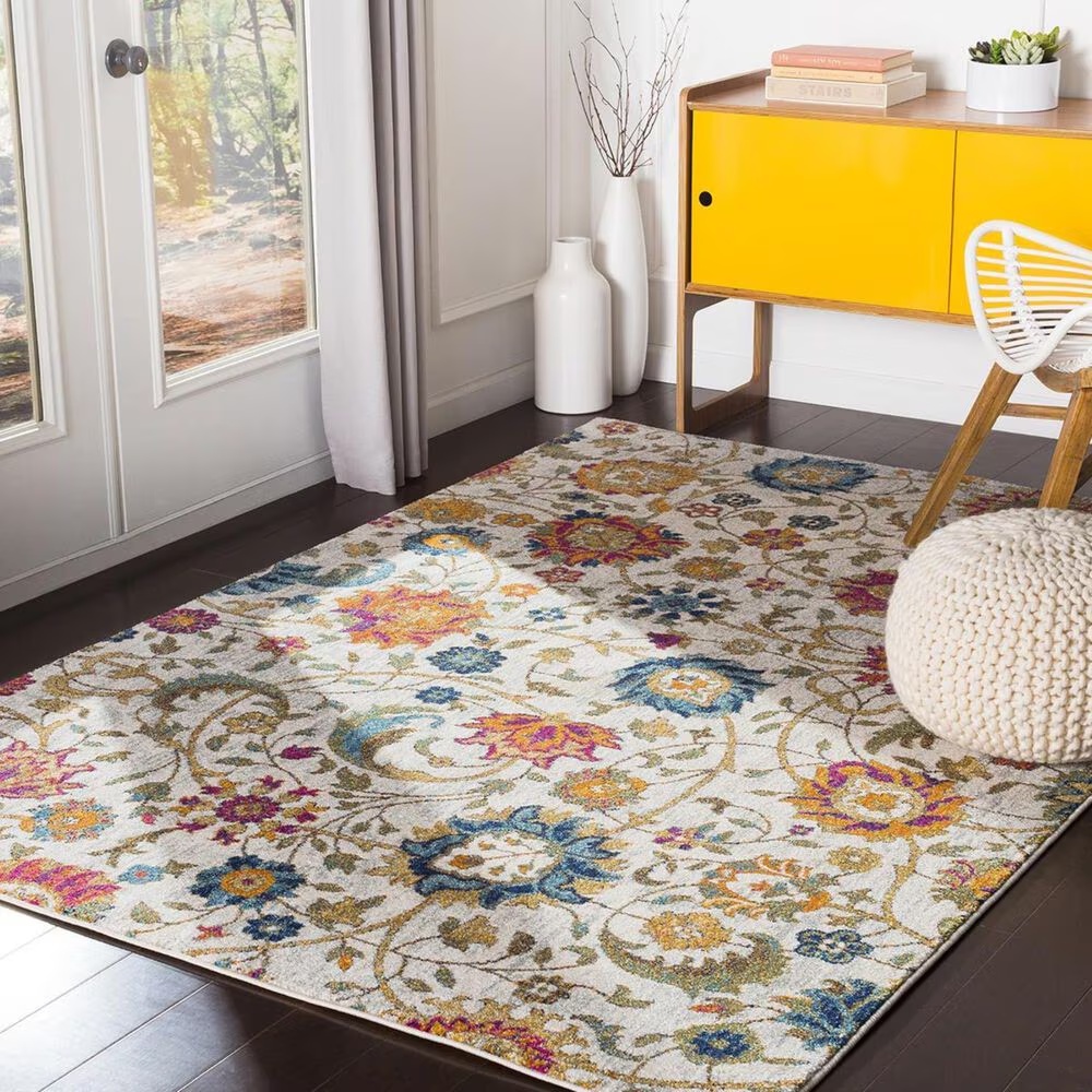 Surya Harput HAP-1074 7'10" x 10'3" Saffron, Teal and Gray Area Rug