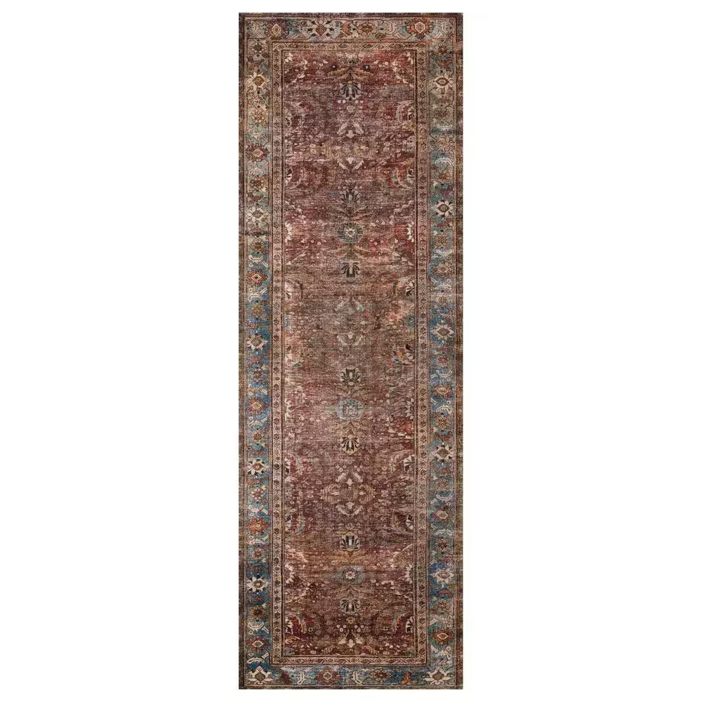 Loloi II Layla LAY-01 2' x 5' Brick and Blue Scatter Rug