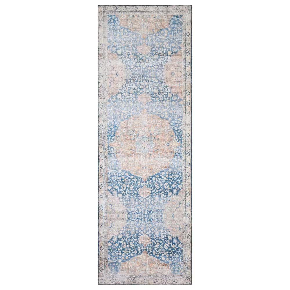 Loloi II Layla LAY-07 2'6" x 9'6" Blue and Tangerine Runner